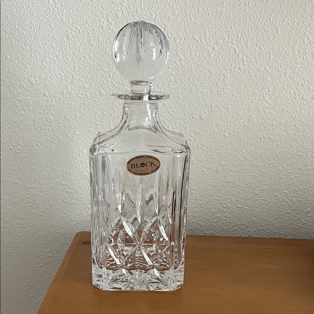 Block Crystal Decanter with Stopper - 24 oz